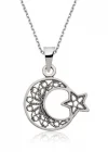Gümüş Ay Yıldız Bayan Kolye