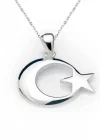 Gümüş Ay Yıldız Bayrak Kolye