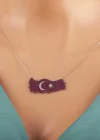 Gümüş Ay Yıldız Türkiye Haritası Kadın Kolye