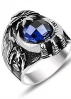 Gümüş Ayyıldız Hava Kuvvetleri Mavi Taşlı Erkek Yüzük