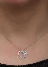 Gümüş Baget Taşlı Kalp Kadın Kolye