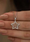 Gümüş Baget Taşlı Yıldız Kolye