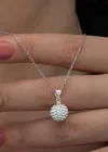 Gümüş Beyaz Kristal Taşlı Kadın Kolye