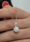 Gümüş Beyaz Kristal Taşlı Kadın Kolye
