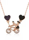 Gümüş Bisikletli Aşıklar Bayan Kolye