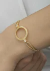 Gümüş Çeyrek Takılabilen Altın Kaplama Kadın Bileklik
