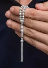 Gümüş Çizgili Yuvarlak Erkek Tesbih