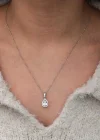 Gümüş Damla Beyaz Zirkon Taşlı Kadın Kolye