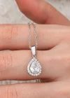 Gümüş Damla Beyaz Zirkon Taşlı Kadın Kolye