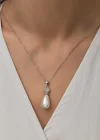 Gümüş Damla İnci Kadın Kolye