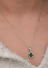 Gümüş Damla Zümrüt Taşlı Kadın Kolye