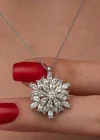 Gümüş Dönen Kar Tanesi Lotus Çiçeği Kolye