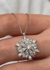 Gümüş Dönen Kar Tanesi Lotus Çiçeği Kolye