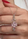 Gümüş Dönen Pembe Yonca Kadın Kolye