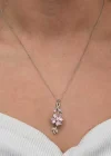 Gümüş Dönen Pembe Yonca Kadın Kolye