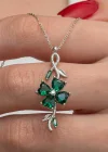 Gümüş Dönen Yeşil Yonca Kadın Kolye