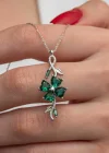 Gümüş Dönen Yeşil Yonca Kadın Kolye