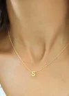 Gümüş Gold 3 Boyutlu S Harf Bayan Kolye
