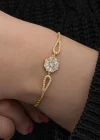 Gümüş Gold Baget Taşlı Kadın Bileklik