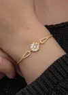 Gümüş Gold Baget Taşlı Kadın Bileklik