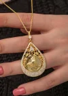 Gümüş Gold Kaplama Damla Tuğralı Kadın Kolye