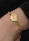 Gümüş Gold Kaplama Tuğralı Kadın Bileklik