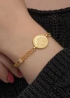 Gümüş Gold Kaplama Tuğralı Kadın Bileklik