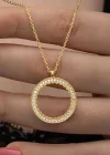 Gümüş Gold Kaplama Yuvarlak Çeyrek Altın Takılabilen Kadın Kolye