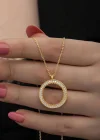 Gümüş Gold Kaplama Yuvarlak Çeyrek Altın Takılabilen Kadın Kolye