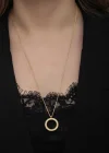 Gümüş Gold Kaplama Yuvarlak Çeyrek Altın Takılabilen Kadın Kolye