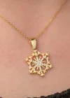 Gümüş Gold Kar Tanesi Kadın Kolye