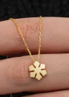 Gümüş Gold Minimal Kar Tanesi Kadın Kolye