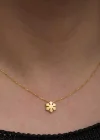 Gümüş Gold Minimal Kar Tanesi Kadın Kolye