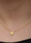 Gümüş Gold Minimal Kar Tanesi Kadın Kolye