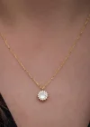 Gümüş Gold Minimal Yuvarlak Anturaj Kadın Kolye