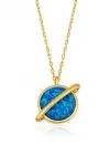 Gümüş Gold Opal Taşlı Gezegen Bayan Kolye