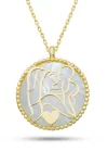 Gümüş Gold Sedef Taşlı Anne Çocuk Sevgisi Kolye