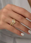 Gümüş Gold Tek Taş Kadın Yüzük