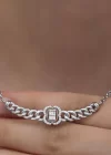 Gümüş Gurmet Zincirli Baget Taşlı Kadın Kolye