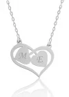 Gümüş Harfli Birleşen Kalpler Kişiye Özel Kolye