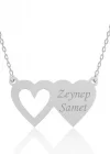 Gümüş İki Kalp İsimli Bayan Kolye