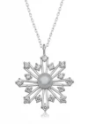 Gümüş İncili Kar Tanesi Kadın Kolye