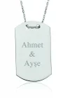 Gümüş İsimli Asker Künyesi Bayan Kolye