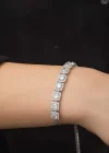 Gümüş Kare Baget Taşlı Asansörlü Bileklik