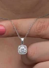 Gümüş Kare Montür Tek Taş Kadın Kolye