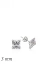 Gümüş Kare Tek Taş Zirkon Küpe - 3 mm