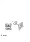 Gümüş Kare Tek Taş Zirkon Küpe - 4 mm