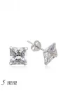 Gümüş Kare Tek Taş Zirkon Küpe - 5 mm