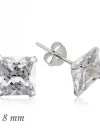 Gümüş Kare Tek Taş Zirkon Küpe - 8 mm