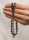 Gümüş Kazaz Püsküllü Sıkma Kehribar Tesbih